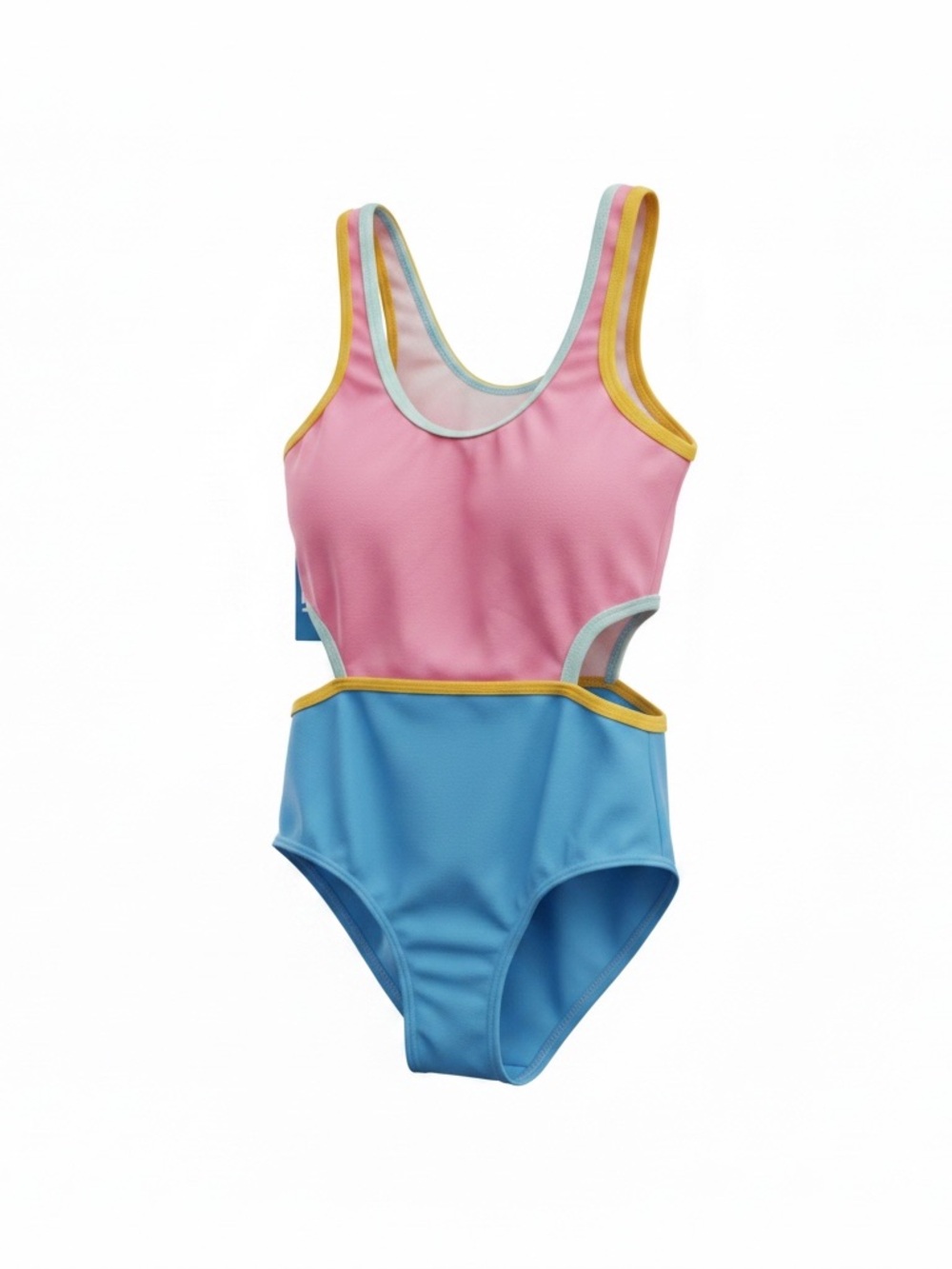 DSG Kids One-Piece Swimsuit in Pink and Blue with Yellow Trim Brand New